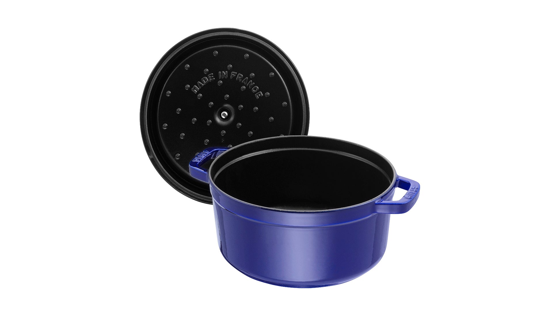 Staub Cocotte 22 cm aus Gusseisen, ideal zum Schmoren und Braten.