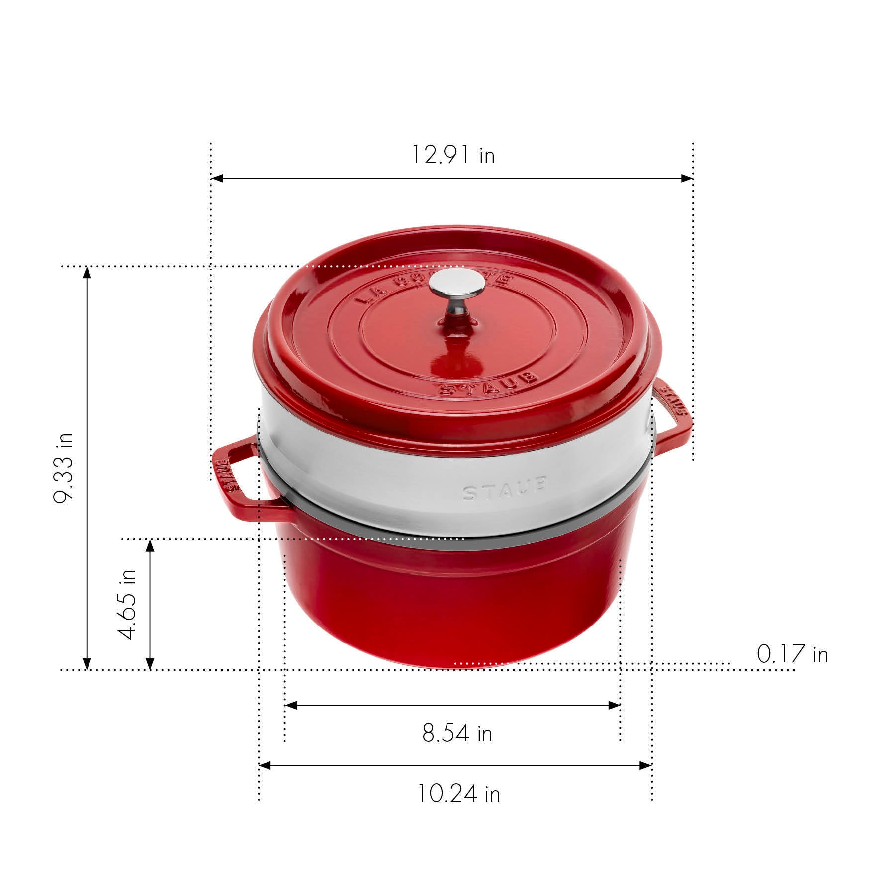 Staub Cocotte mit Dämpfeinsatz, 26 cm in Kirsch-Rot für fettfreies Garen
