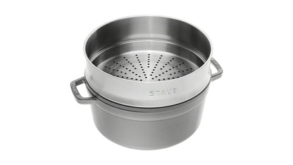 Staub Cocotte mit Dämpfeinsatz, 26 cm aus Gusseisen für schonendes Garen