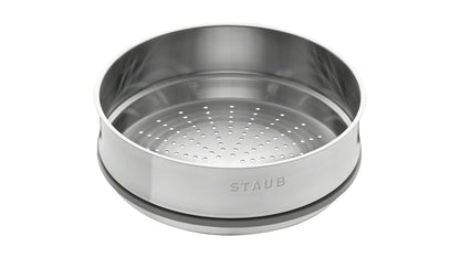 Staub Cocotte mit Dämpfeinsatz, 26 cm aus Gusseisen für gesundes Kochen und Dämpfen.