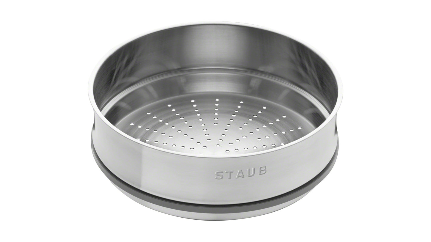 Staub Cocotte mit Dämpfeinsatz, 26 cm aus Gusseisen für gesundes Kochen und Dämpfen.