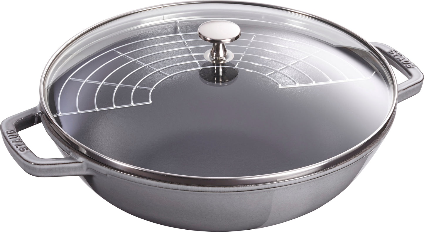 Staub Wok mit Glasdeckel, 30 cm – Gusseisen für professionelle Küchen
