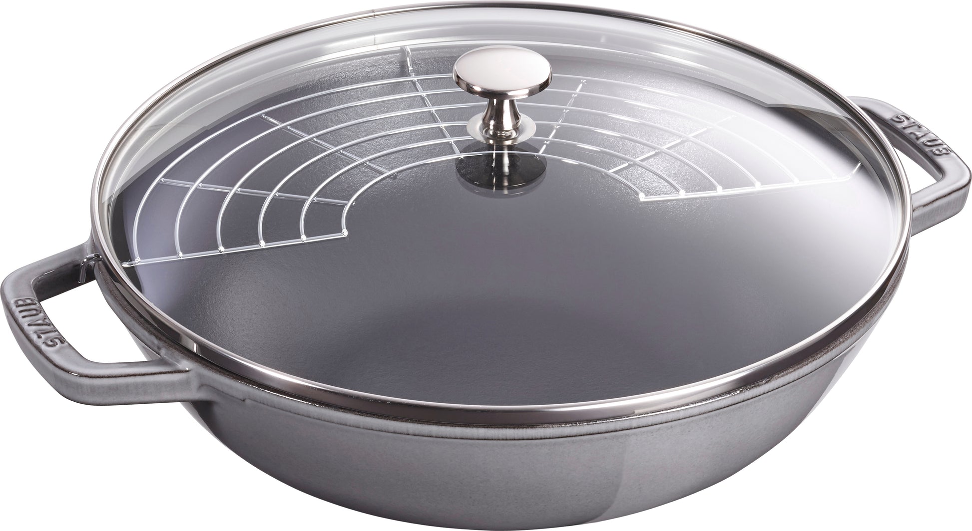 Staub Wok mit Glasdeckel, 30 cm – Gusseisen für professionelle Küchen