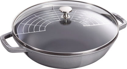 Staub Wok mit Glasdeckel, 30 cm – Gusseisen für professionelle Küchen
