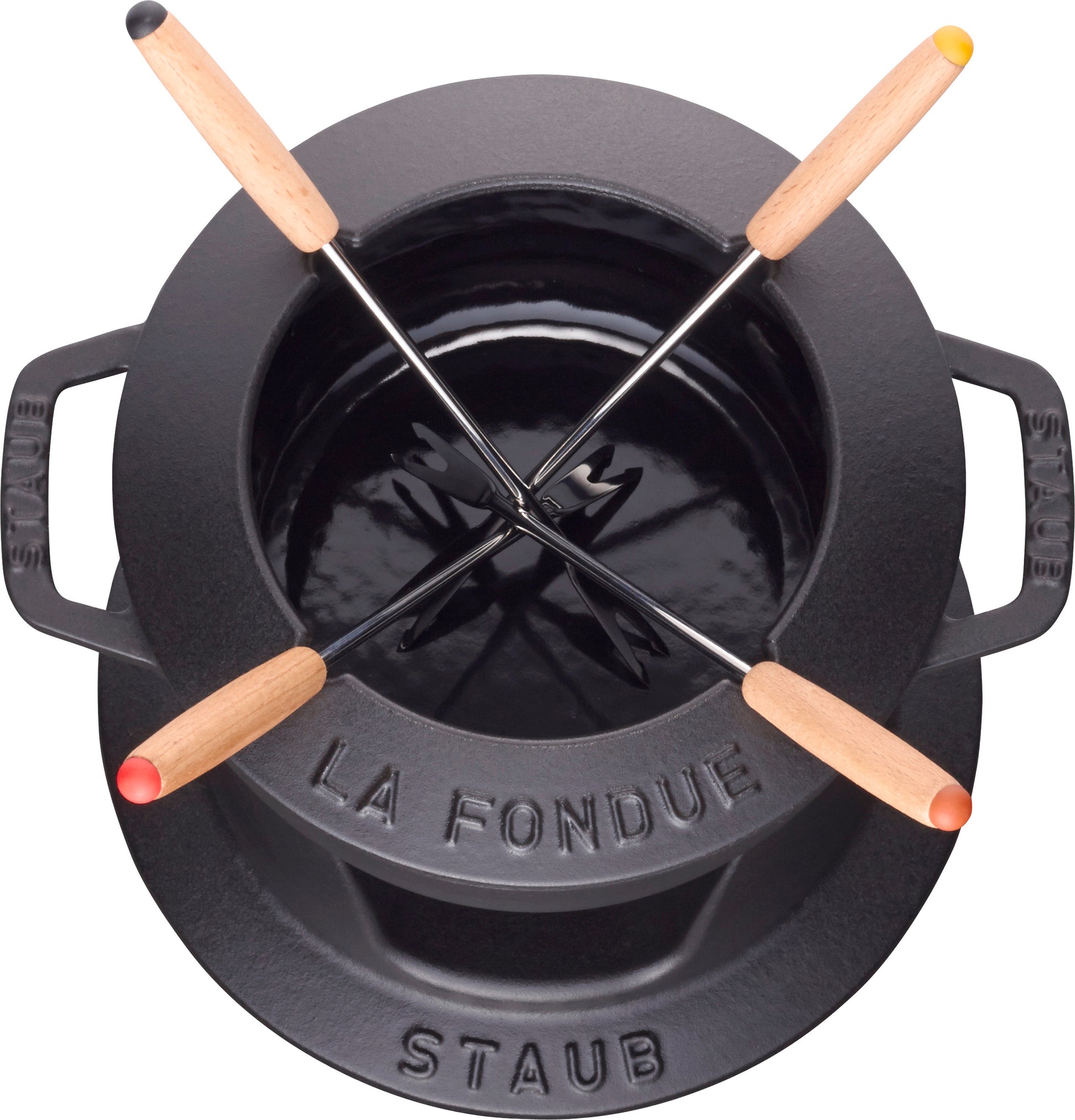 Staub Fondue Set aus Gusseisen für gesellige Kochabende.