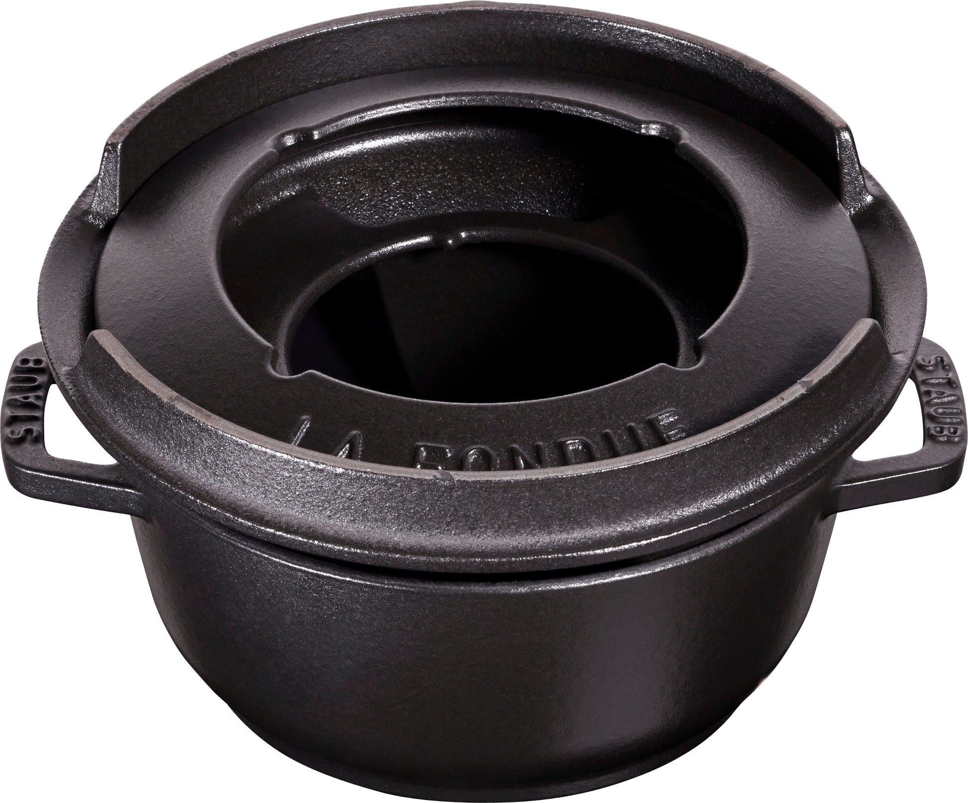 Staub Fondue Set aus Gusseisen für gesellige Kochabende.