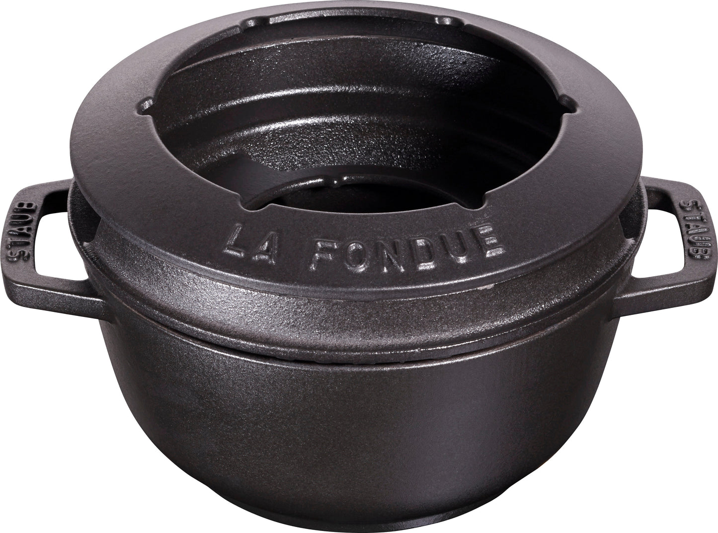 Staub Fondue Set, 18 cm rund aus Gusseisen für gesellige Anlässe.