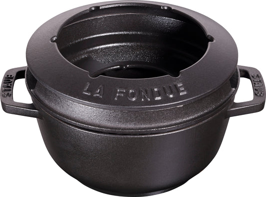 Staub Fondue Set, 18 cm rund aus Gusseisen für gesellige Anlässe.