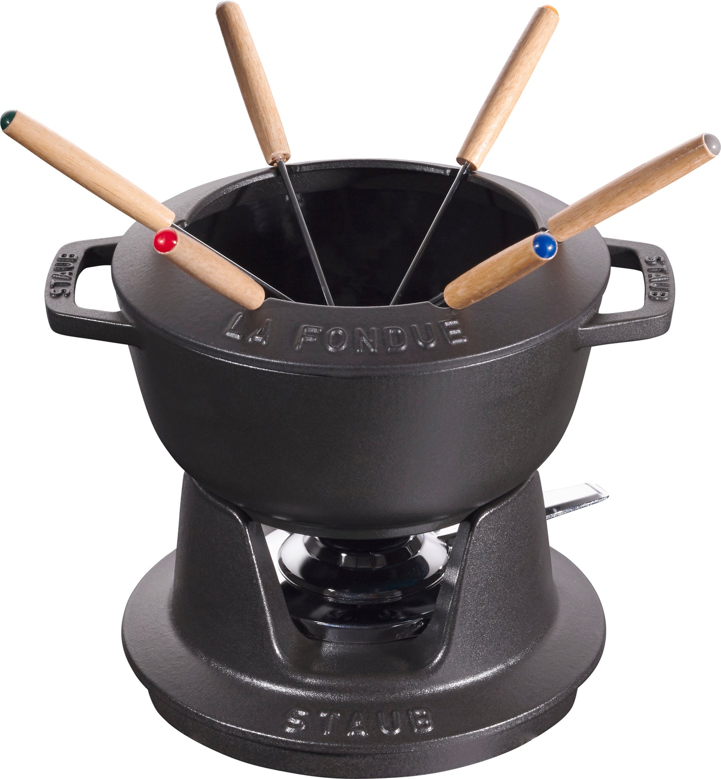 Staub Fondue Set, 18 cm rund aus Gusseisen für gesellige Anlässe.
