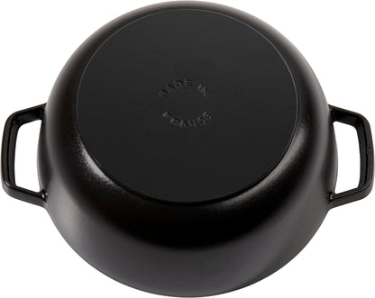 Staub Fondue Set, 18 cm rund aus Gusseisen für gesellige Anlässe.