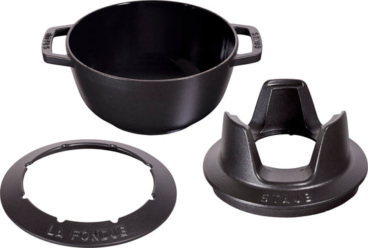 Staub Fondue Set, 20 cm aus Gusseisen für vielseitige Fondue-Variationen