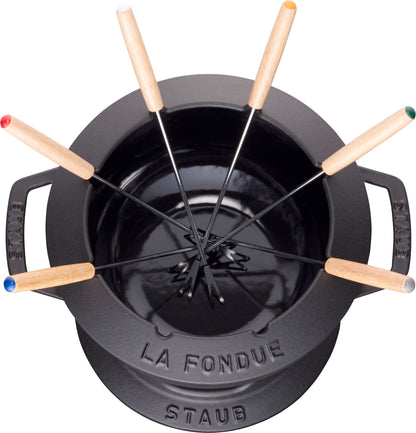 Staub Fondue Set, 20 cm aus Gusseisen für vielseitige Fondue-Variationen