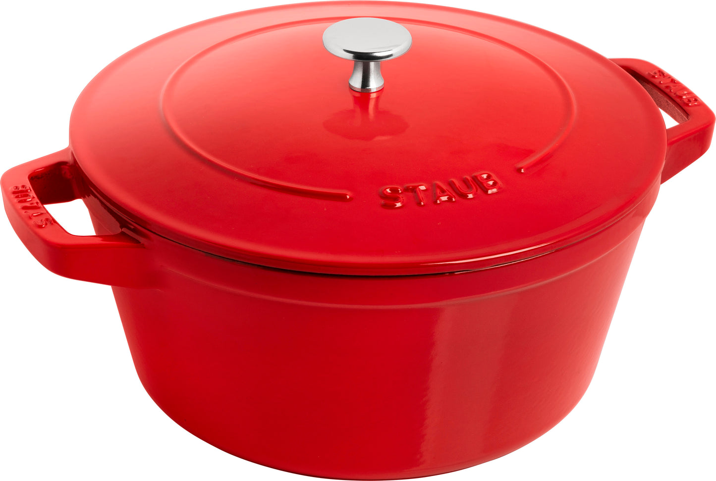 Staub Kochtopfset aus Gusseisen in Kirsch-Rot für professionelle Kochanwendungen