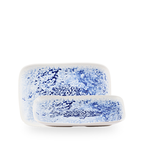 Churchill Super Vitrified Inked Fresco Blue Tiefes Naturtablett 26x18cm für die Gastronomie