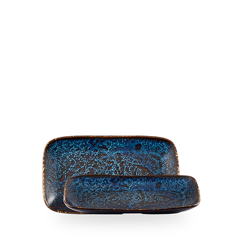 Churchill Super Vitrified Inked Fresco Cascade Blue Tiefes Naturtablett für Gastronomie