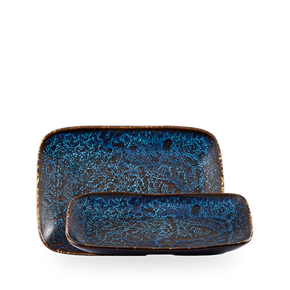 Churchill Super Vitrified Inked Fresco Cascade Blue Tiefes Naturtablett für Gastronomie