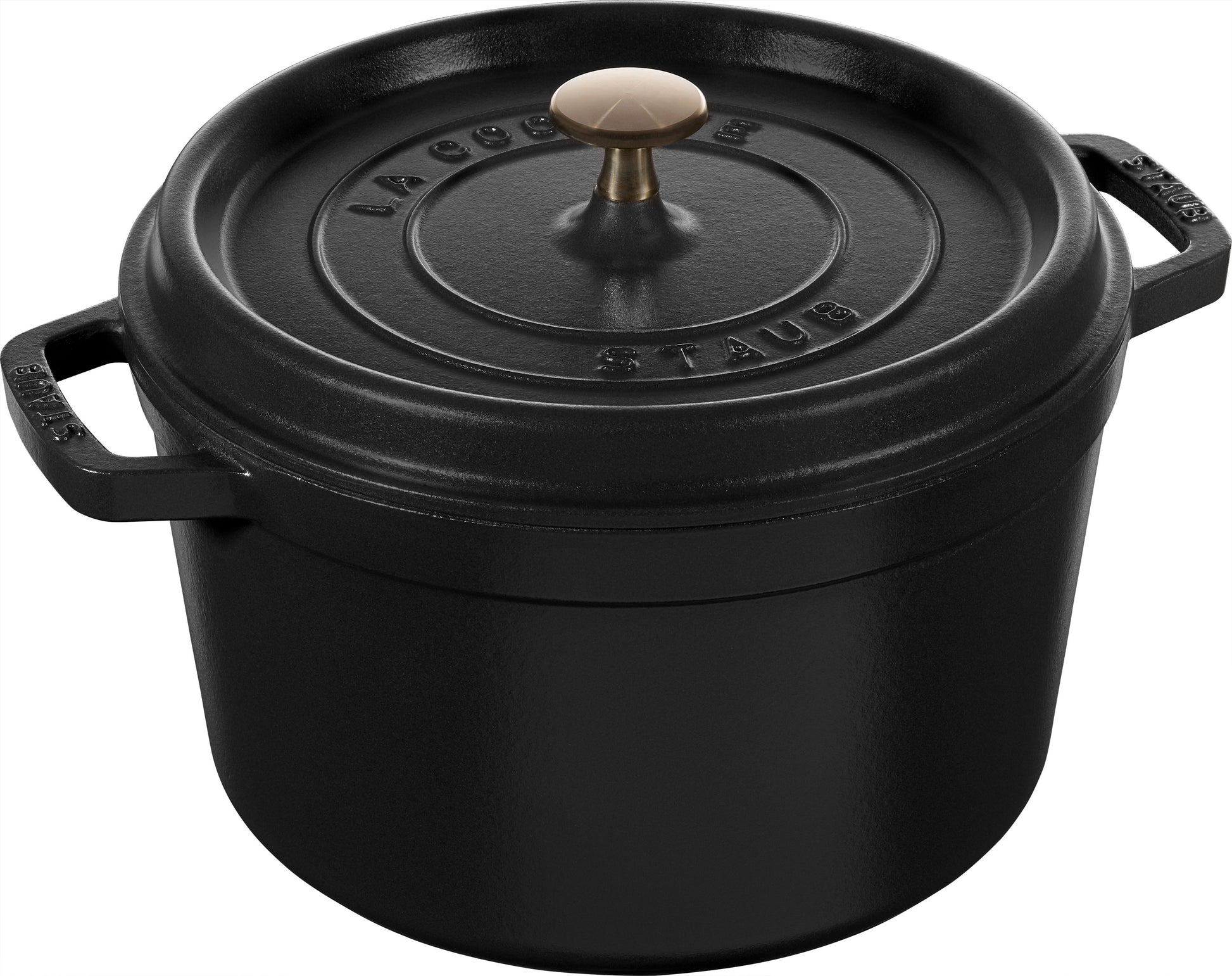 Staub Cocotte tief, 24 cm aus Gusseisen für das Kochen von Eintöpfen und Aufläufen.