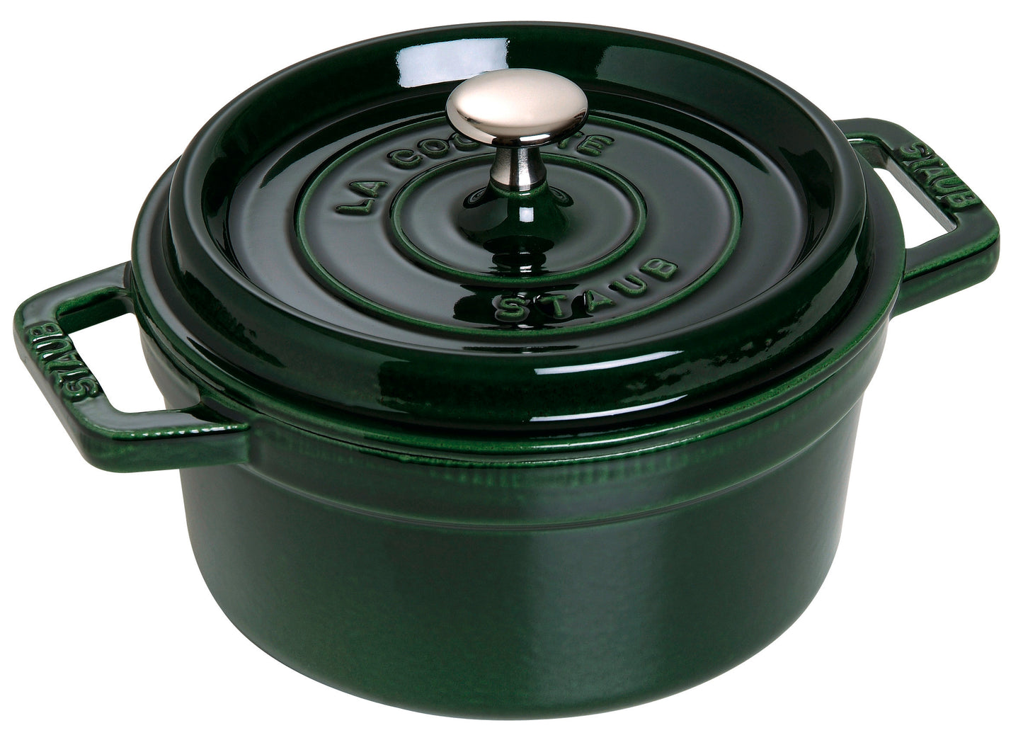 Staub Cocotte 22 cm aus Gusseisen, ideal für die Zubereitung von Eintöpfen und Aufläufen.