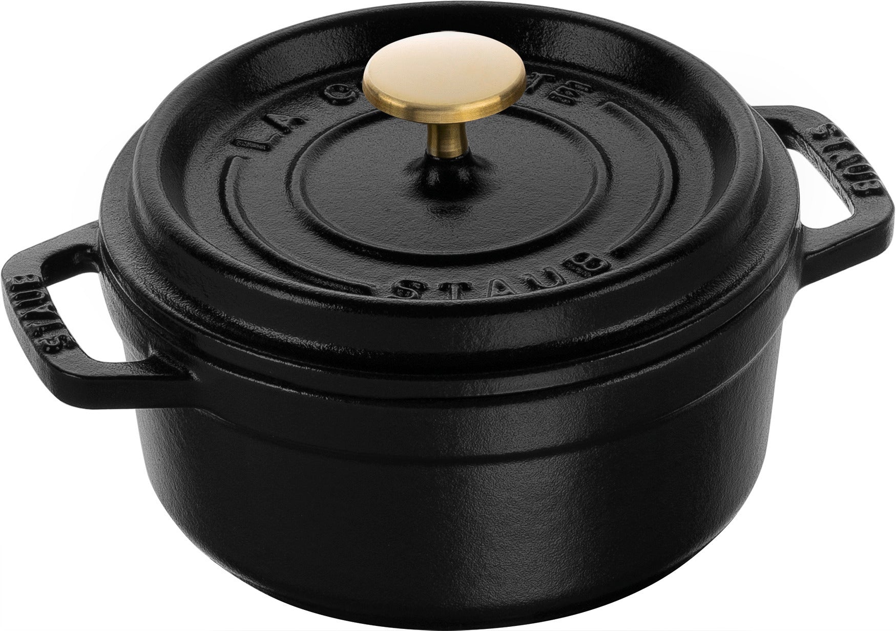 Staub Cocotte, 12 cm aus Gusseisen, ideal zum Schmoren und Servieren von kleinen Portionen.