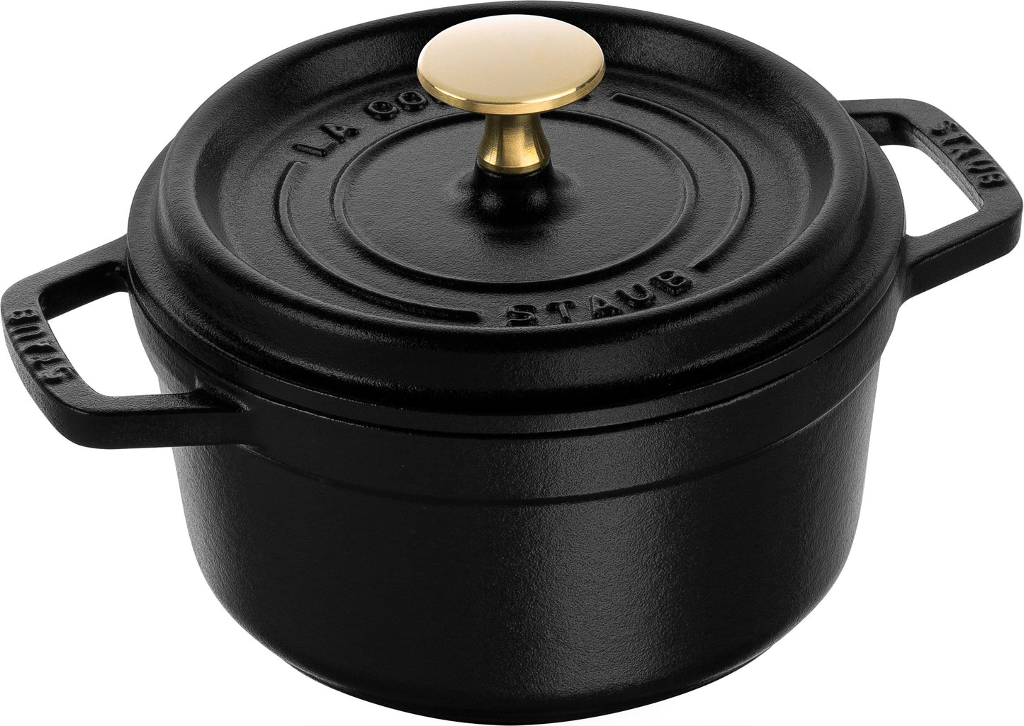 Staub Cocotte 16 cm in schwarz, ideal für das langsame Garen von Speisen.