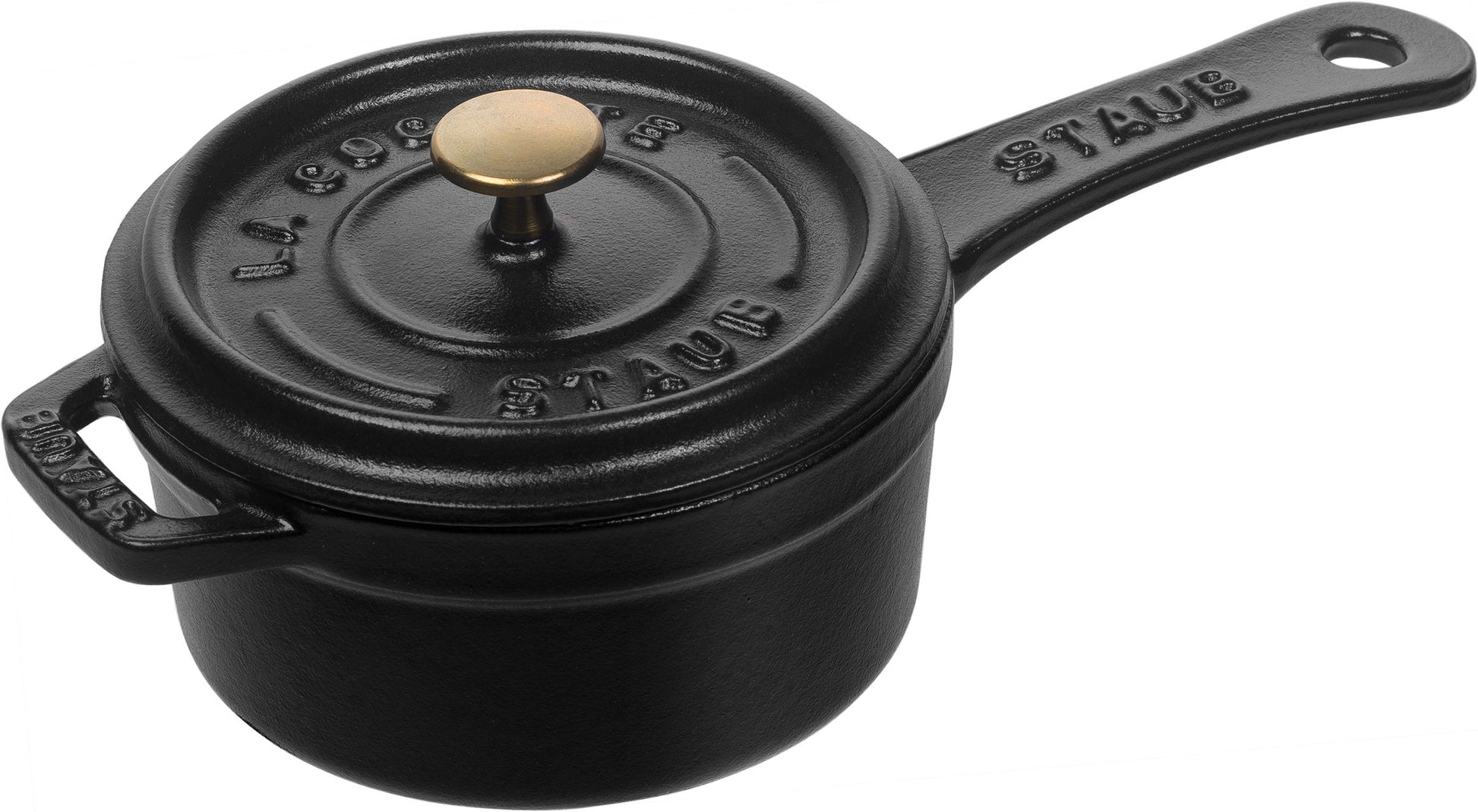Staub Mini Stieltopf aus Gusseisen für die Zubereitung kleiner Gerichte.