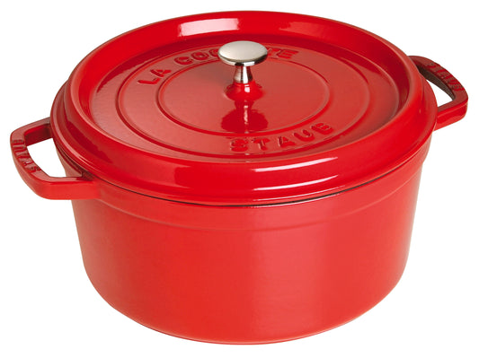 Staub Cocotte 28 cm in Kirsch-Rot für vielseitige Kochanwendungen