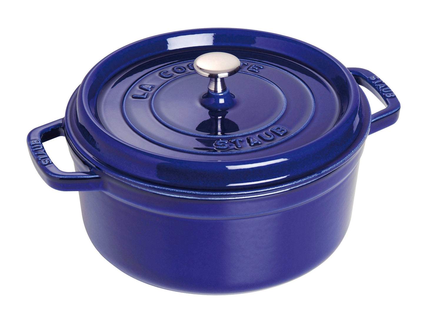 Staub Cocotte 22 cm aus Gusseisen, ideal zum Schmoren und Braten.