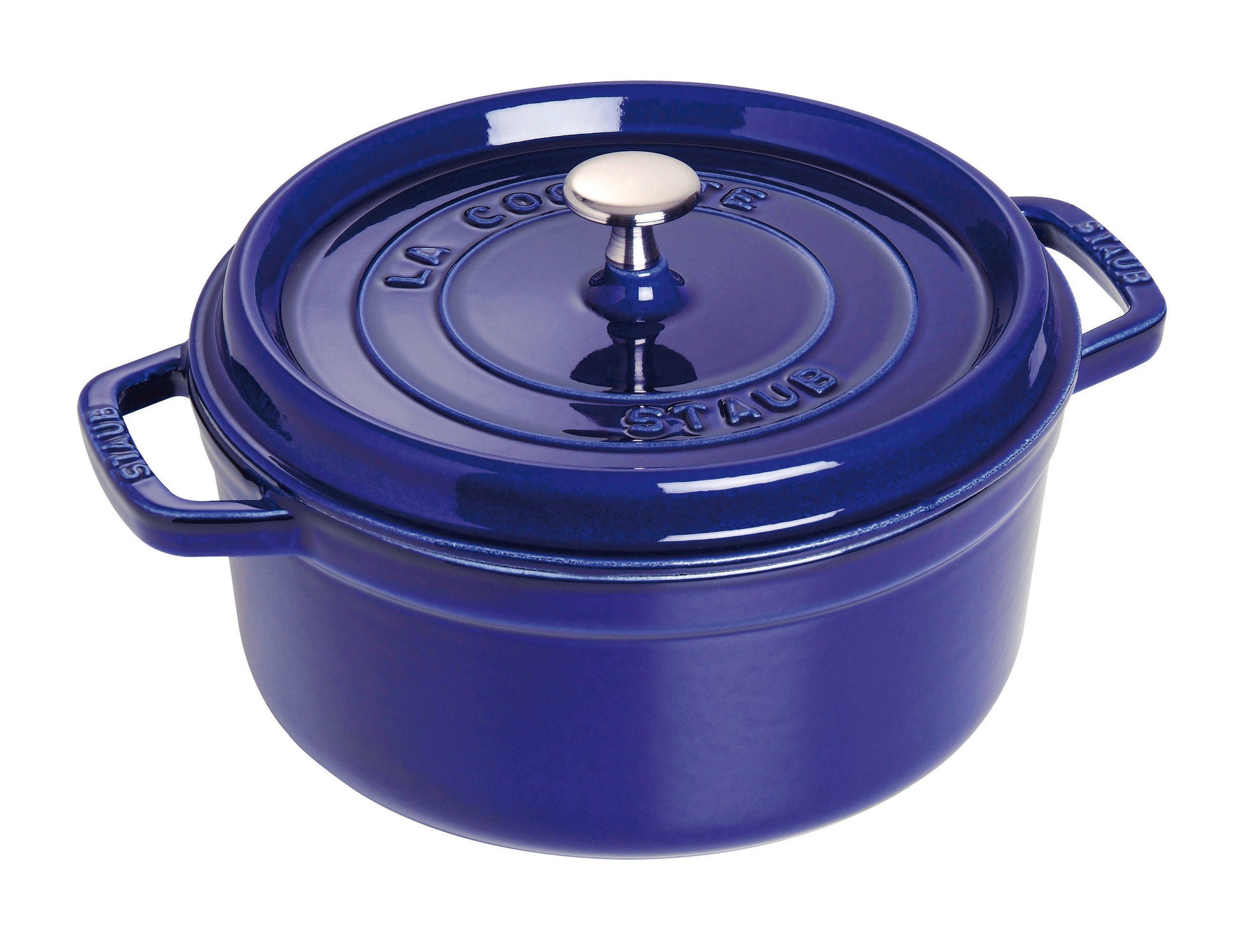 Staub Cocotte 22 cm aus Gusseisen, ideal zum Schmoren und Braten.