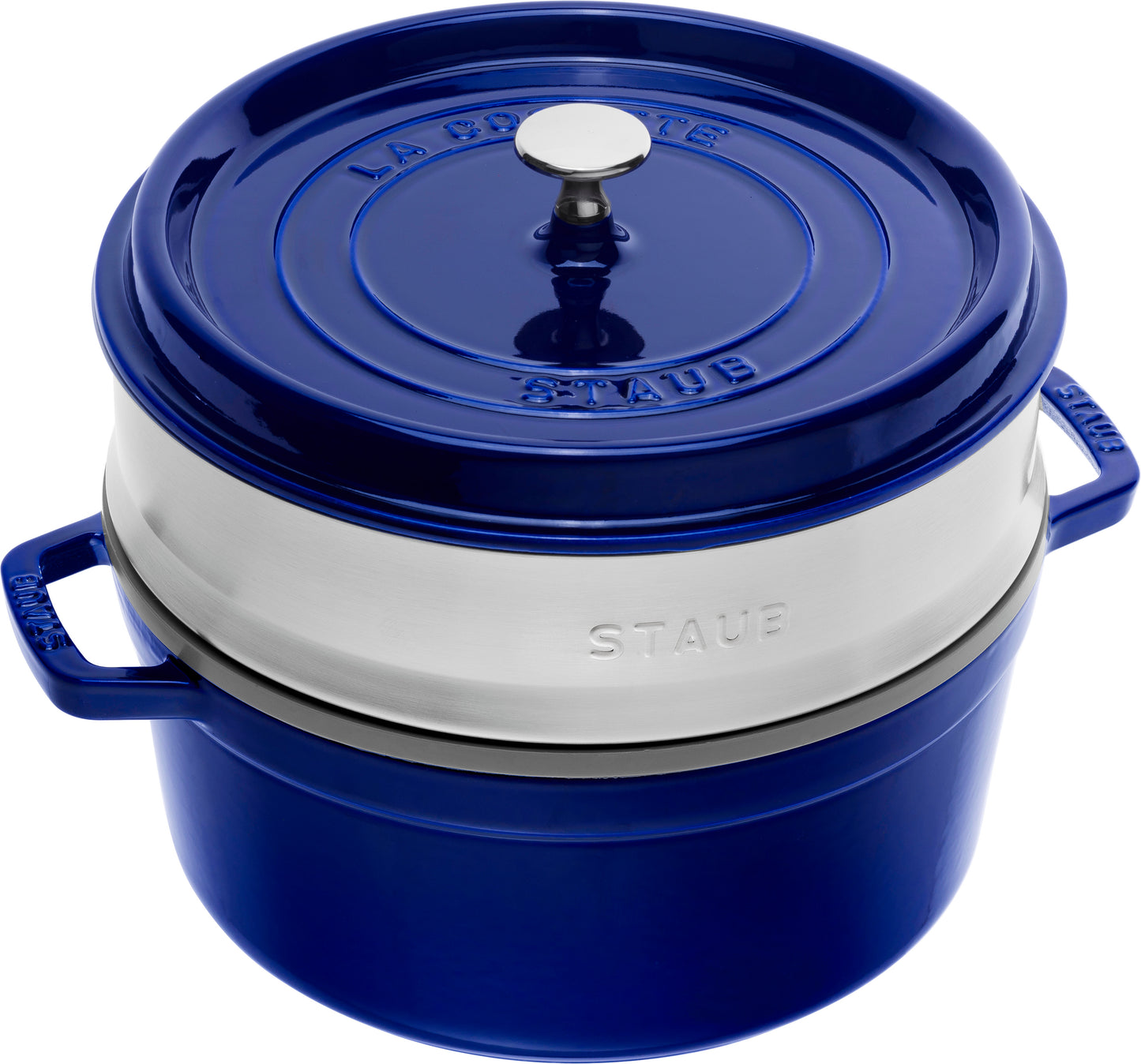 Staub Cocotte mit Dämpfeinsatz, 26 cm aus Gusseisen für gesundes Garen