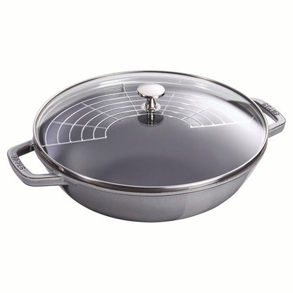 Staub Wok mit Glasdeckel, 30 cm – Gusseisen für professionelle Küchen