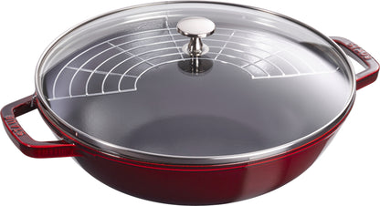 Staub Wok mit Glasdeckel, 30 cm, Gusseisen, ideal für asiatische Gerichte