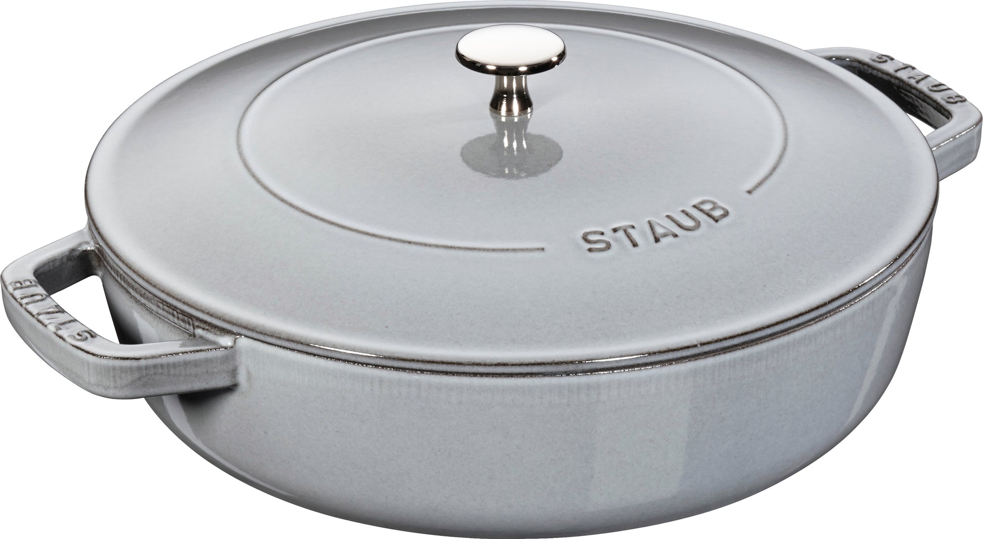 Staub Bräter aus Gusseisen mit Chistera Drop-Structure für gleichmäßiges Garen.