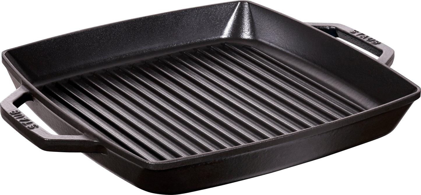 Staub Grillpfanne, quadratisch, 33 cm, Gusseisen, ideal für Grillen.