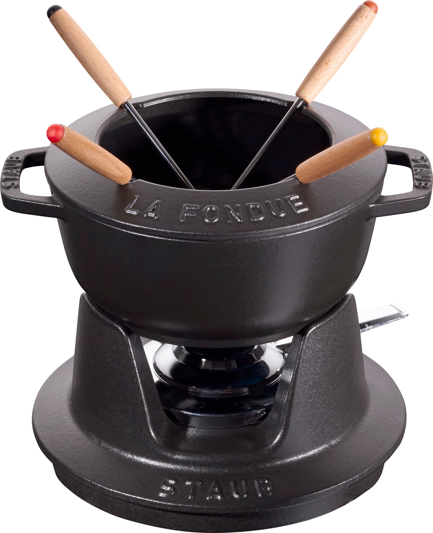 Staub Fondue Set aus Gusseisen für gesellige Kochabende.