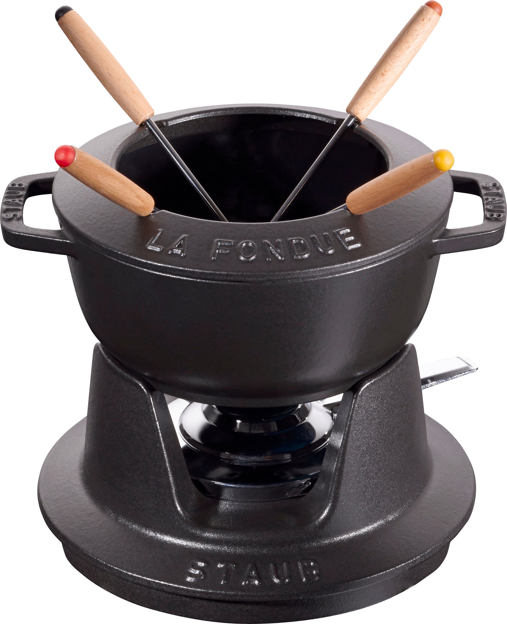 Staub Fondue Set aus Gusseisen für gesellige Kochabende.