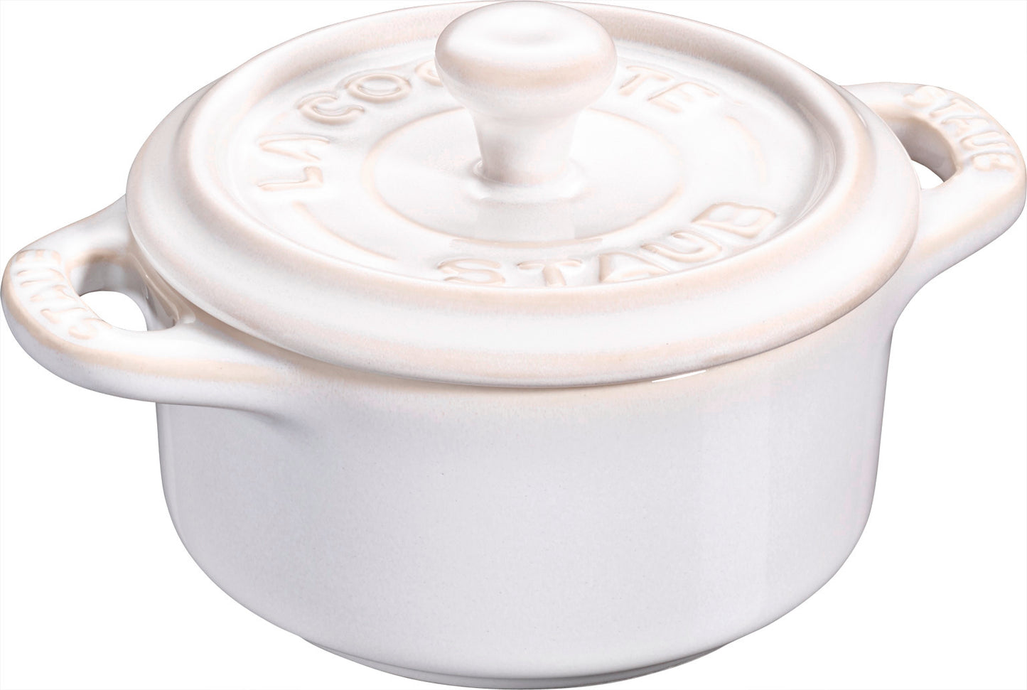 Staub Mini Cocotte in Elfenbein-Weiß für die Zubereitung von kleinen Gerichten