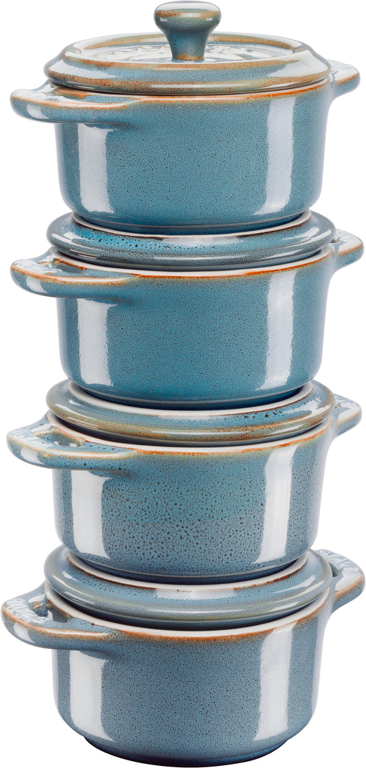 Staub Cocotte Set aus Keramik, ideal für das Kochen und Servieren von Speisen