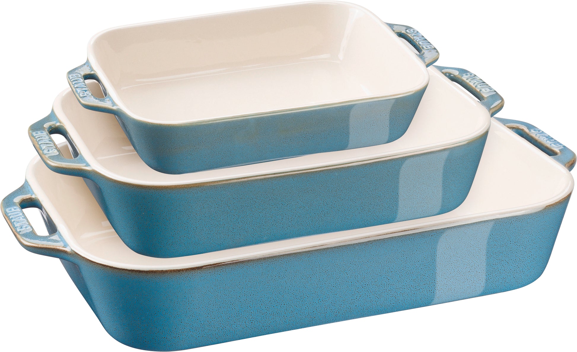 Staub Ofenformenset, 3-tlg in Antik-Türkis für das Backen und Servieren von Gerichten