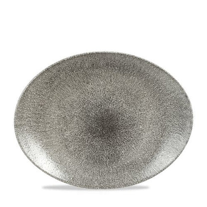 Churchill Super Vitrified Raku Quartz Black Platte Oval 31,7cm für Gastronomie