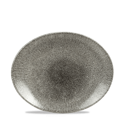 Churchill Super Vitrified Raku Quartz Black Platte, oval, 27cm, für Gastronomie