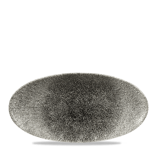 Churchill Super Vitrified Raku Quartz Black Oval Chefs Platte 30x15cm für Gastronomie