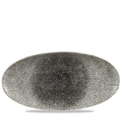 Churchill Super Vitrified Raku Quartz Black Oval Chefs Platte für die Gastronomie.