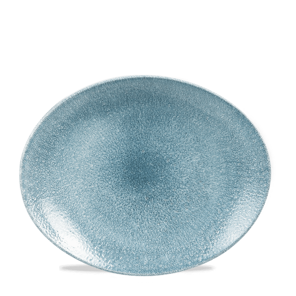 Churchill Raku Topaz Blue Platte Oval Coup 25,5cm für Gastronomie und Catering