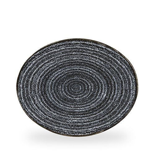 Churchill Super Vitrified Studio Prints Charcoal Black Teller oval 31,7cm für Gastronomie und Catering