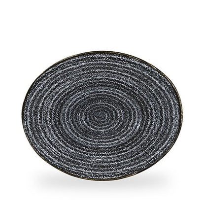 Churchill Super Vitrified Studio Prints Charcoal Black Teller oval 31,7cm für Gastronomie und Catering