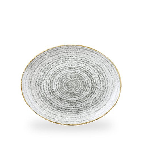 Churchill Super Vitrified Studio Prints Stone Grey Platte Oval 27cm für gastronomische Anwendungen