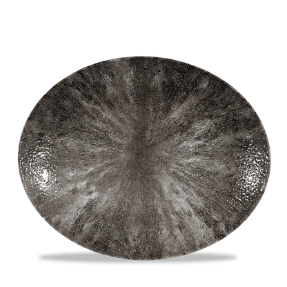Churchill Super Vitrified Stone Quartz Black Orbit Platte Oval 31.7cm für gastronomische Anwendungen