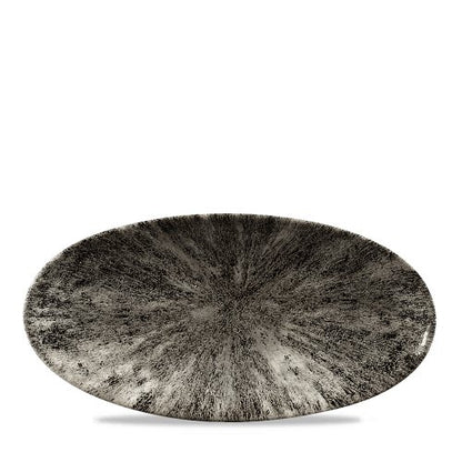Churchill Super Vitrified Stone Quartz Black Chefplatte oval 30x15cm für Gastronomie
