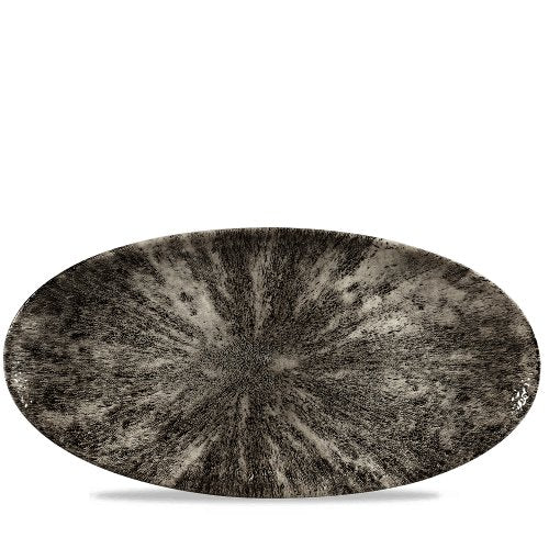 Churchill Super Vitrified Stone Quartz Black Chefs Platte oval 35 x 17.5 cm für die Gastronomie