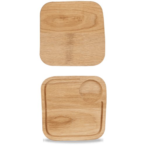 Art De Cuisine Holzbord Quadrat 20x20cm aus Eiche für Buffet-Präsentation